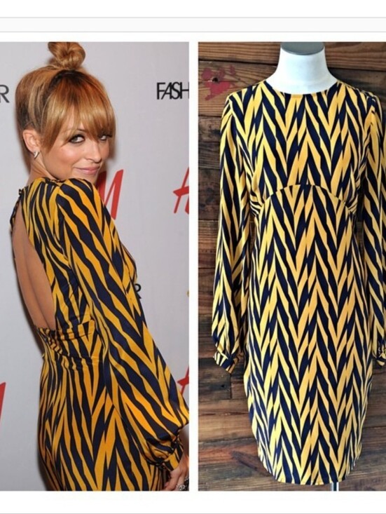 Winter Kate Dresses & Skirts - Winter Kate Yellow and Navy Chevron Backless Long-Sleeve Dress *New With Tags*